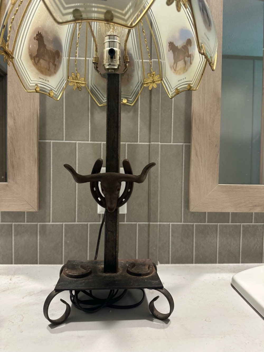 Iron western table lamp
